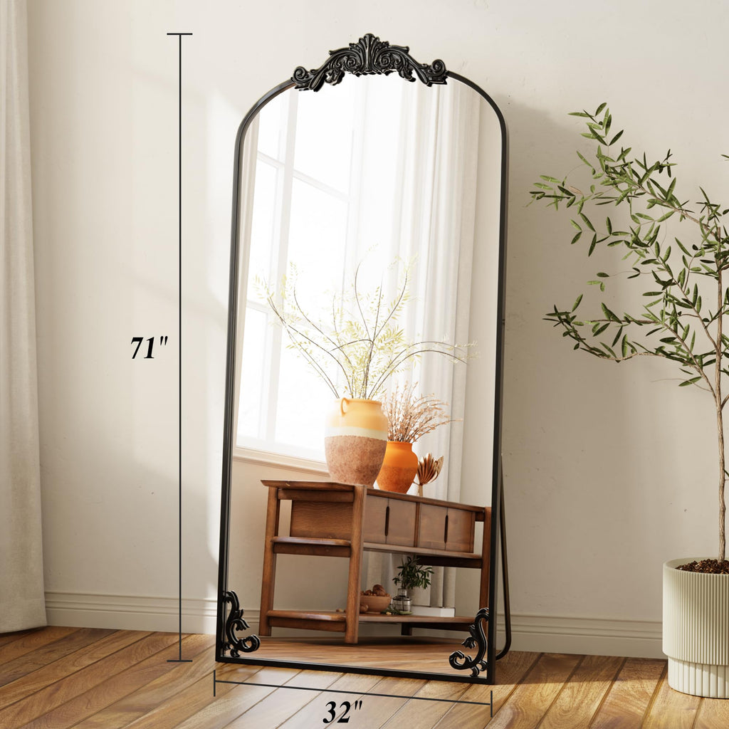 32"x71" Vintage Full Length Mirror, Large Arched Full Body Mirror
