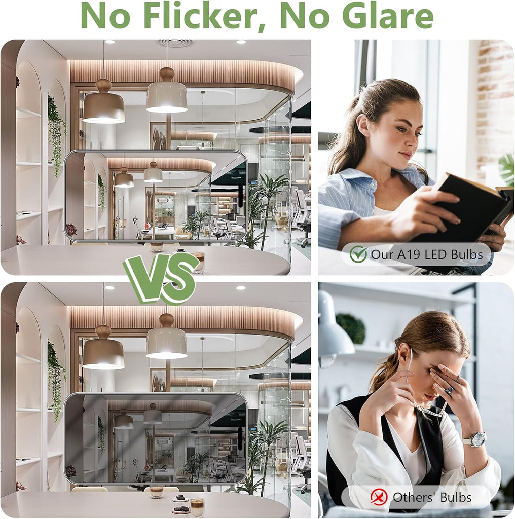 A19 LED Light Bulbs, 100W Equivalent Daylight 5000K, 1500 Lumens Non-Dimmable, Energy-Saving 10W E26 Medium Base
