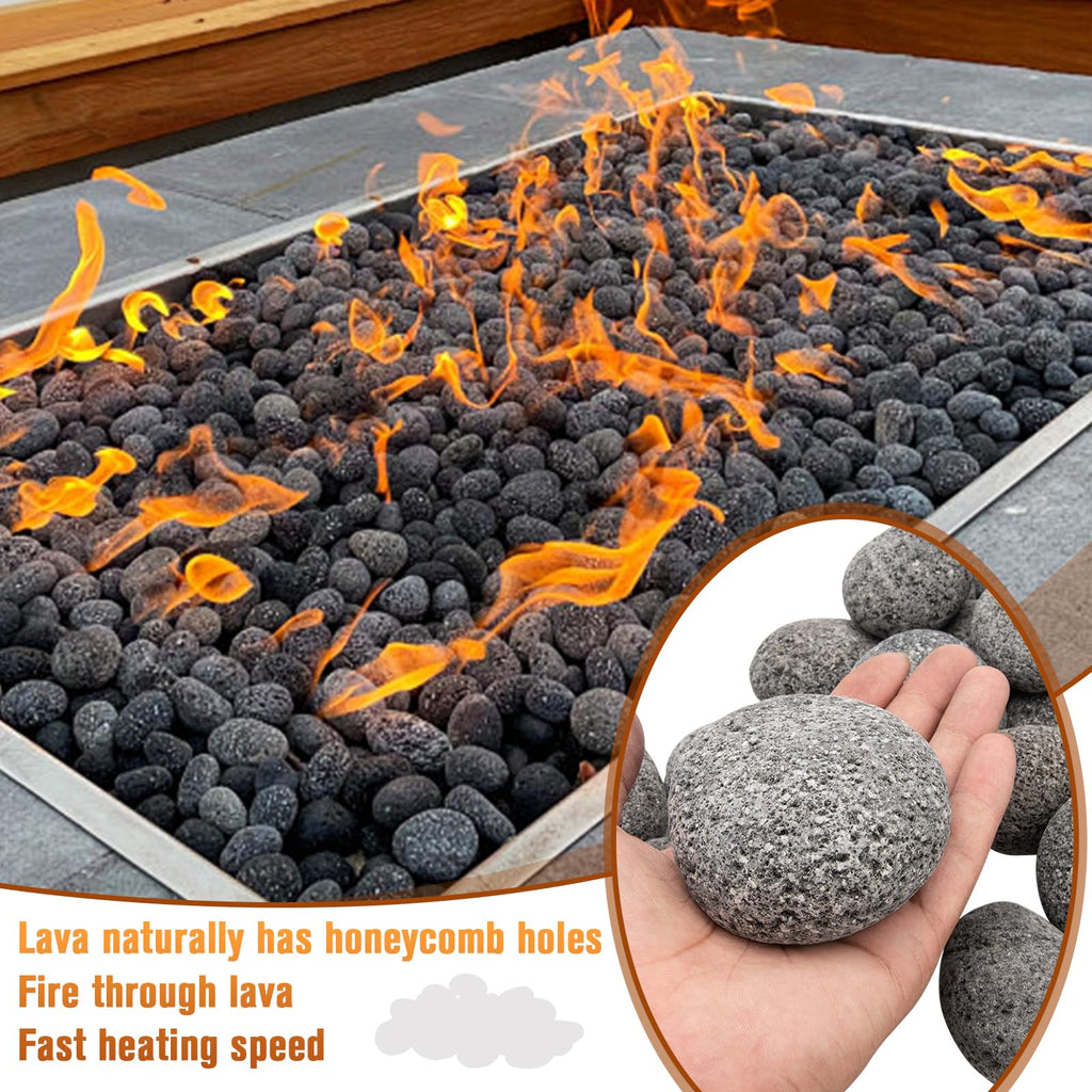Black Lava Rocks for Fire Pit, 2"-3" Natural Lava Stones
