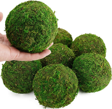 Decorative Moss Balls Set - Fake Moss Balls for Bowl Fillers, Centerpiece Decor, Home Decor, Vase Filler, Wedding - Set of 6