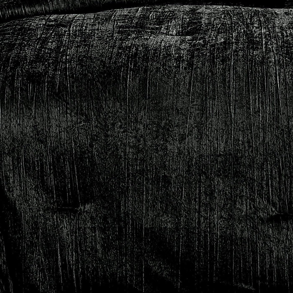 Turin Crinkle Velvet Comforter Bedding Set, King Size, Glam Textured Décor, Black, 7 Pieces