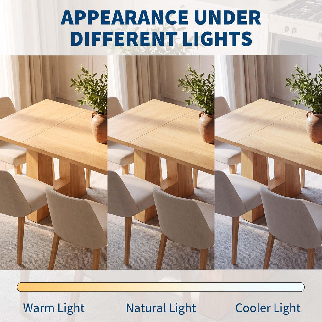 63" Dining Table for 4-6 People, Modern Kitchen Table, Light Oak