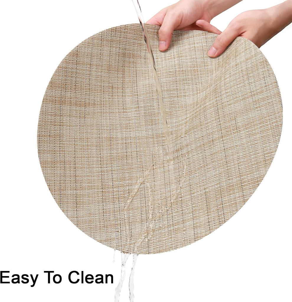 Inch Round Placemats, Washable Vinyl Woven Place Mats - Set of 8