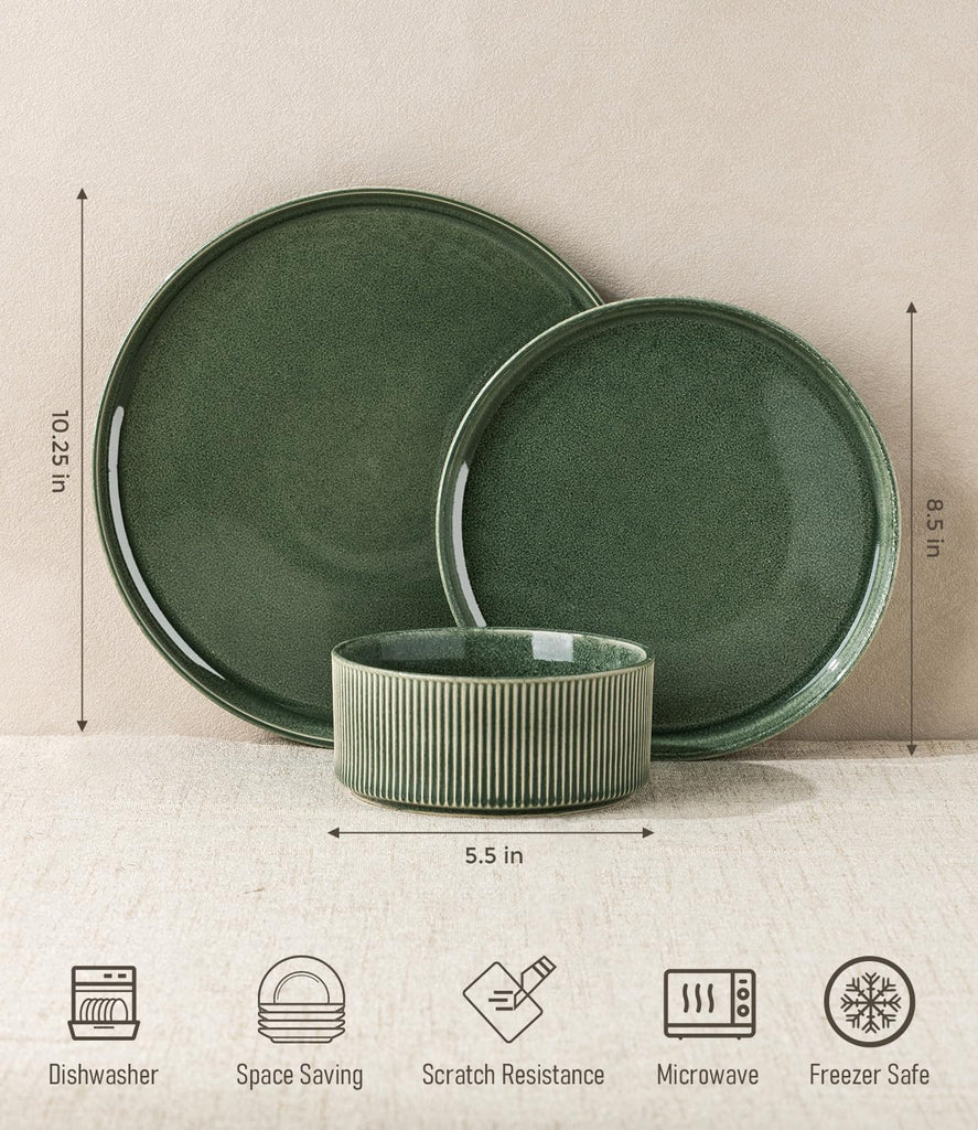 Stoneware Dinnerware Sets for 4,12-Piece Plates and Bowls Set