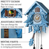 Cuckoo Clock with Night Mode, Singing Bird, Wooden Decorations and Swinging Pendulum
