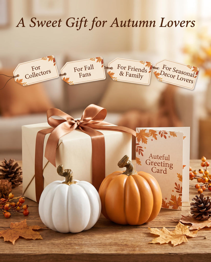 Set of 2 Fall Decorations Resin Decorative Pumpkin Decor 4''