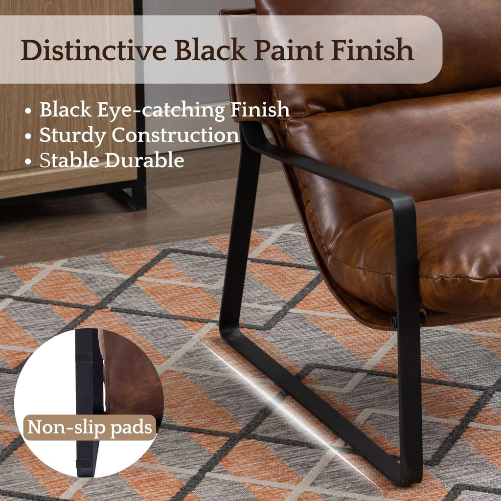 Set of 2 Modern PU Leather Accent Armchair, Retro Brown