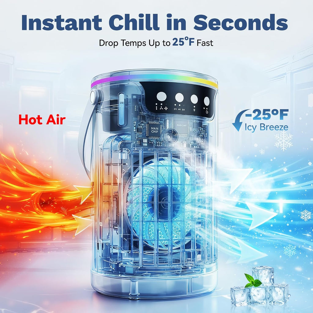 Portable Air Conditioners, Personal Evaporative Air Cooler 1200ML with Ice Cooling Mist Fans That Blow Cold Air Like