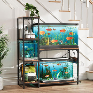 20-29 Gallon Fish Tank Stand with Power Outlet, Aquarium Stand, Brown