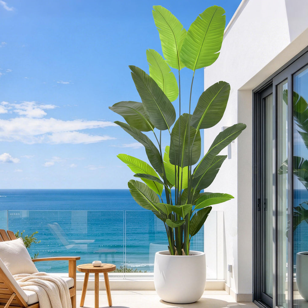 Artificial Bird of Paradise Tree 8FT - Tall Faux Plants Indoor with Realistic Trunks & Lifelike Leaves Living Room