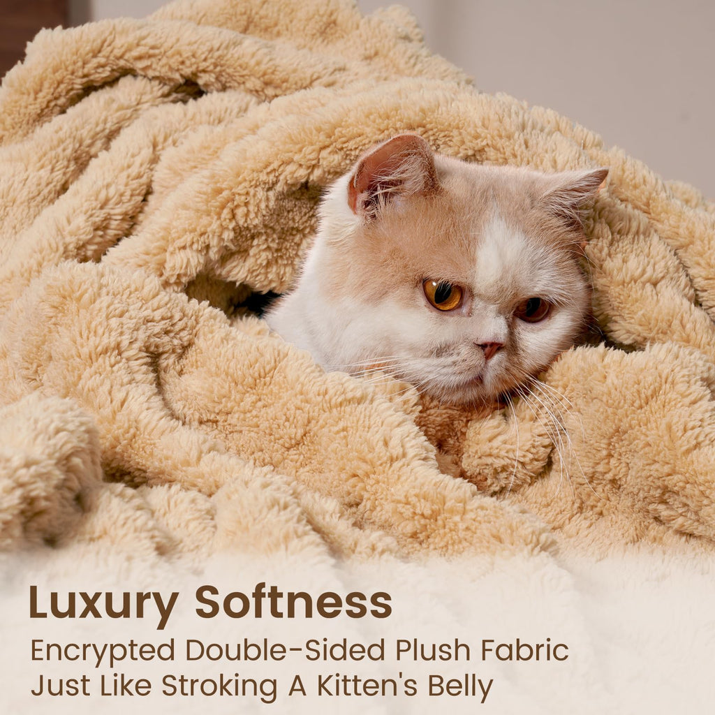 Ultra Soft Fleece Blanket Queen Size for Bed, Plush Shaggy Fluffy 3D Jacquard Waffle Throw for Couch, Warm