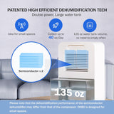 DH80 Air Dehumidifier, 135oz Water Tank W/Purifying Function, Quiet Small Dehumidifiers With Sleep Mode For Home