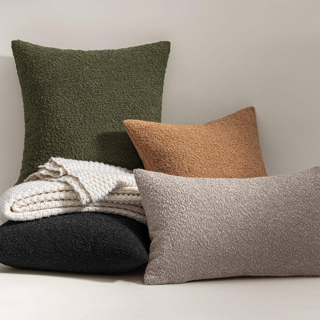 12x20 Decorative Lumbar Boucle Couch Pillow Covers Moss Green