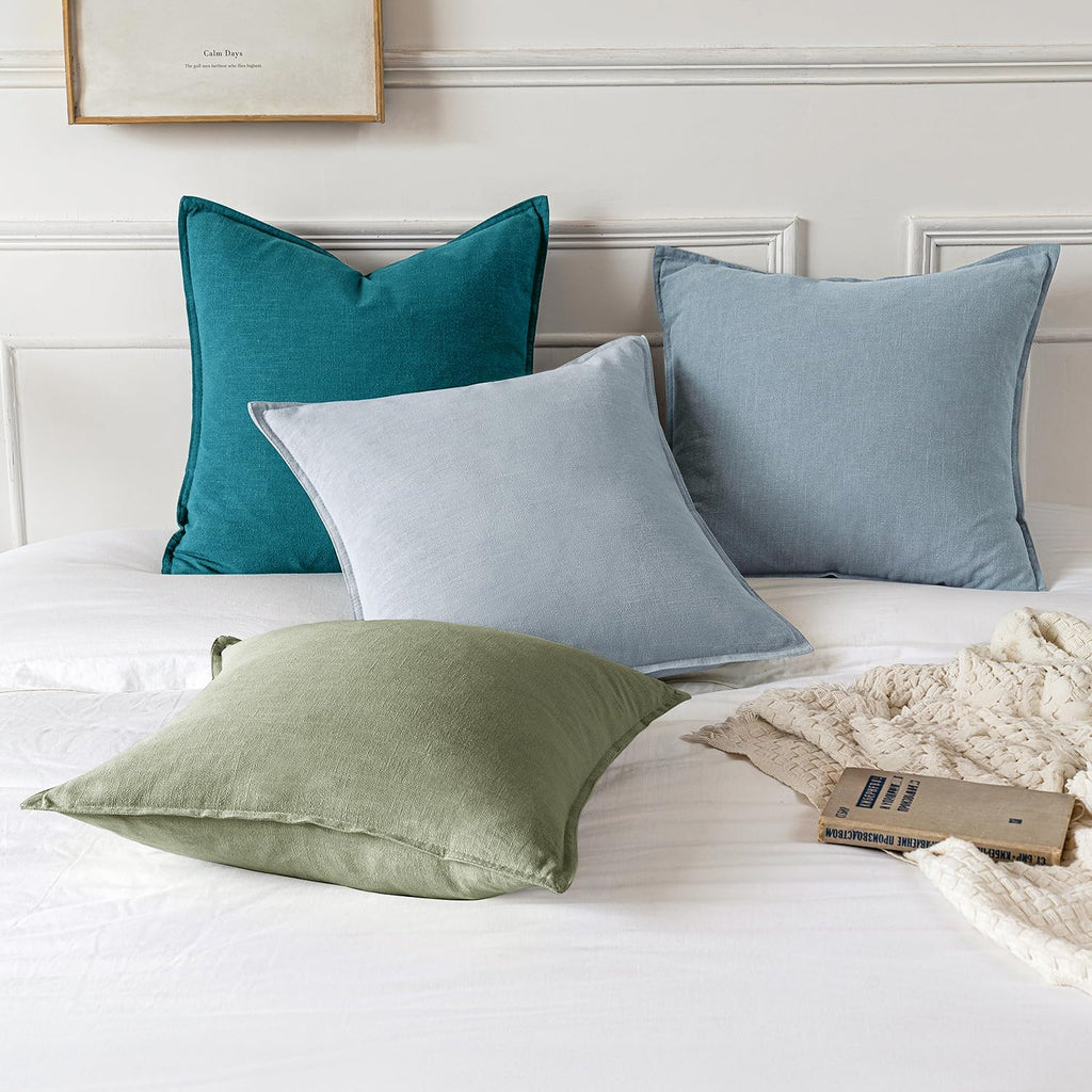 Decorative Linen Pillow Covers 20x20 Inch Sage Green