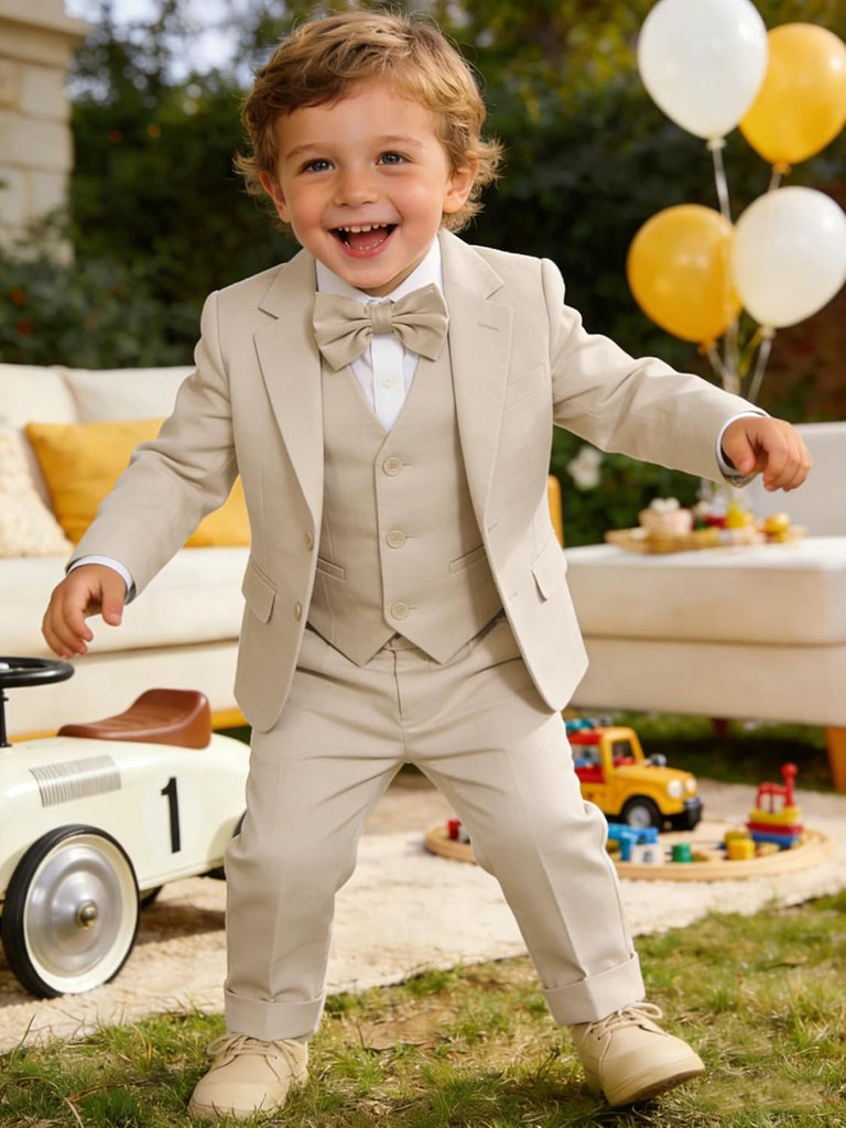 Boys Suits Wedding Ring Bearer Outfits Kids Dress Clothes with Bowtie,Tie