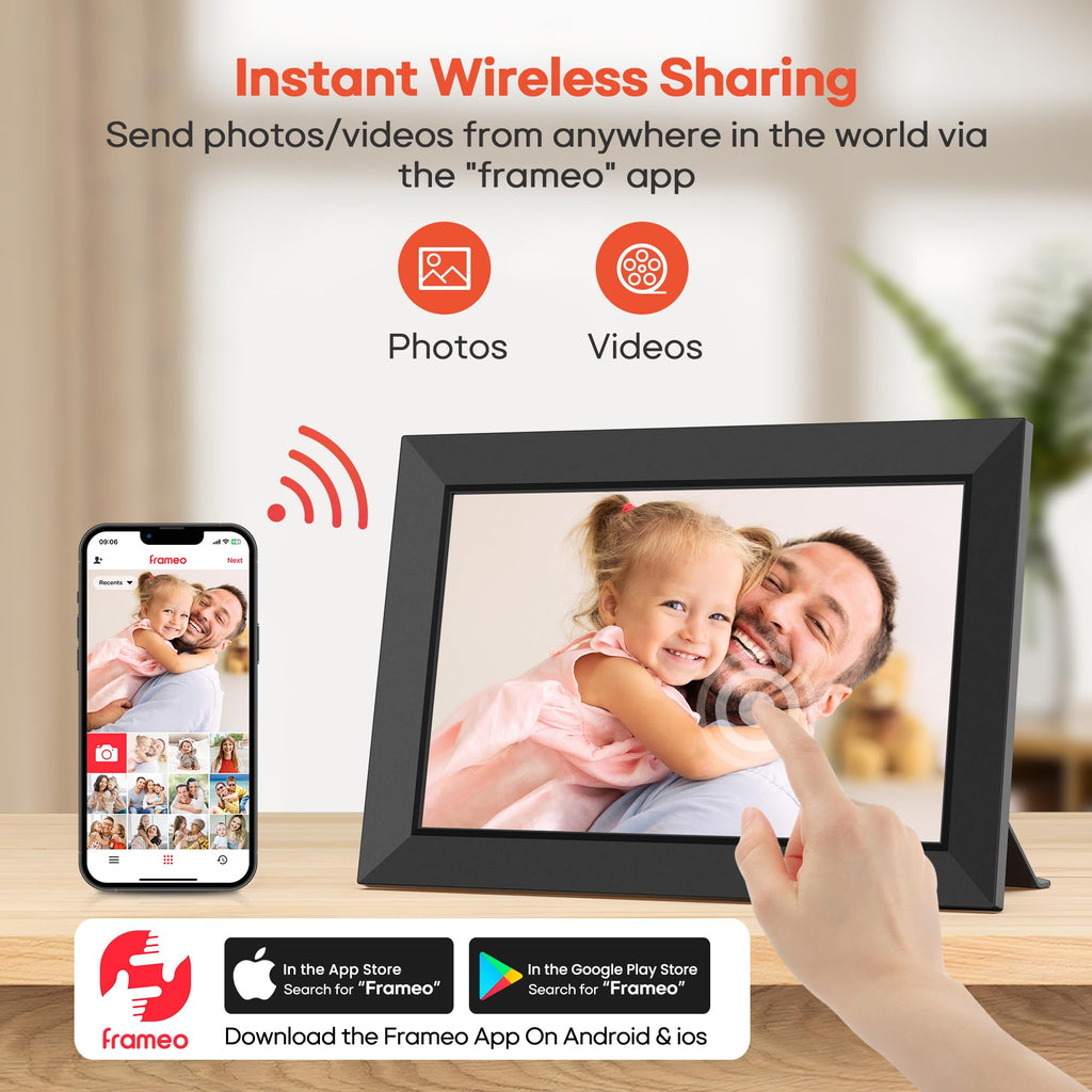 Frameo Digital Picture Frame, 10.1" Electronic Photo Frames WiFi, 32GB