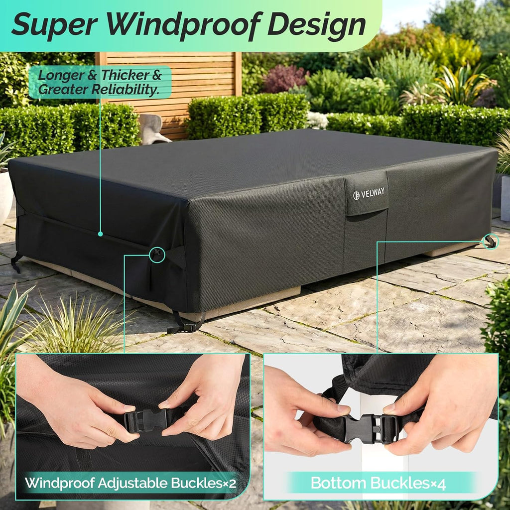 Patio Furniture Cover Waterproof - 420D Heavy Duty Outdoor Furniture Cover with Buckles & Air Vent, Windproof Patio