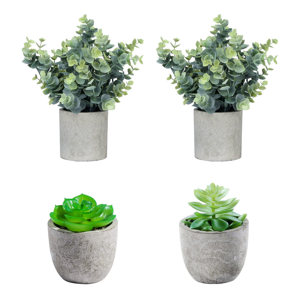 Small Fake Plants Eucalyptus Potted Mini Potted Plants Artificial Eucalyptus Boxwood Rosemary Greenery in Pots Faux