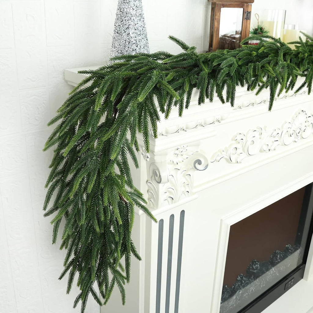 16FT Realistic Christmas Garland Pine Garland Real Touch Green Artificial Greenery Garland Artificial Pine