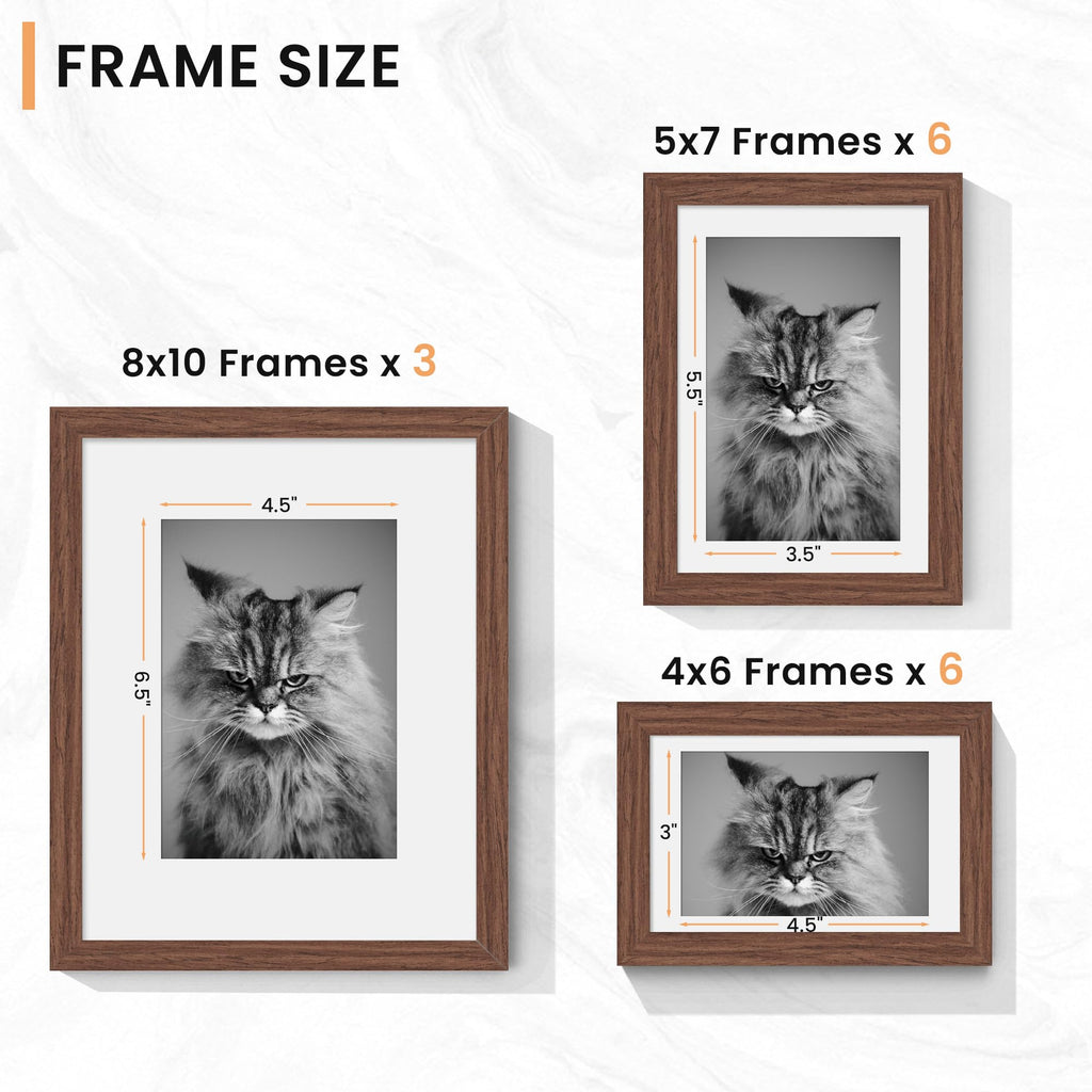 15 Pack Picture Frames Collage Wall Decor, Gallery Frame Set for Wall Mounting or Tabletop Display, Multi Sizes