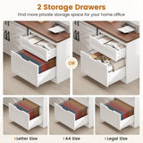 Farmhouse L Shaped Standing Desk, 55 inch Height Adjustable Corner Desk with Storage Drawers