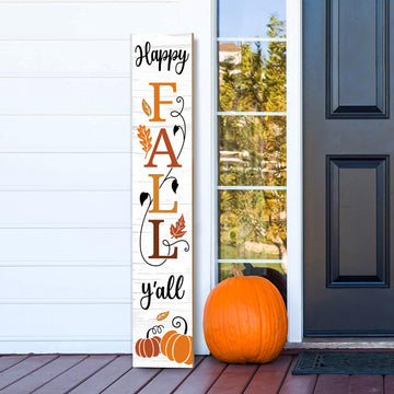 Happy Fall Y'all Wooden Porch Sign 47" Thanksgiving Large Welcome Porch Sign for Pumpkin Sign Autumn Home Front Door