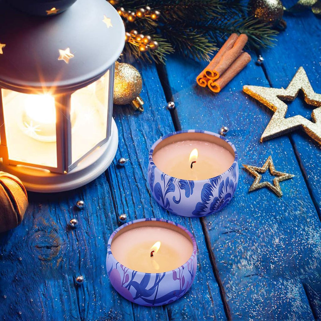 Christmas Candles Scented Gifts for Women Home Apple Cinnamon, Lavender, Vanilla, Jasmine, Cedar Wood, Fig, Teak - Set of 9