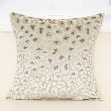 Beige Floral Throw Pillow Cover 18 x 18 Inch Cut Velvet Sqaure Luxury Decorative Pillow Cover for Couch Living Room
