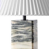 Mackenzie Cream/White Marble Square 25-inch Table Lamp Living Room Home Office Desk Nightstand (LED Bulb Included)