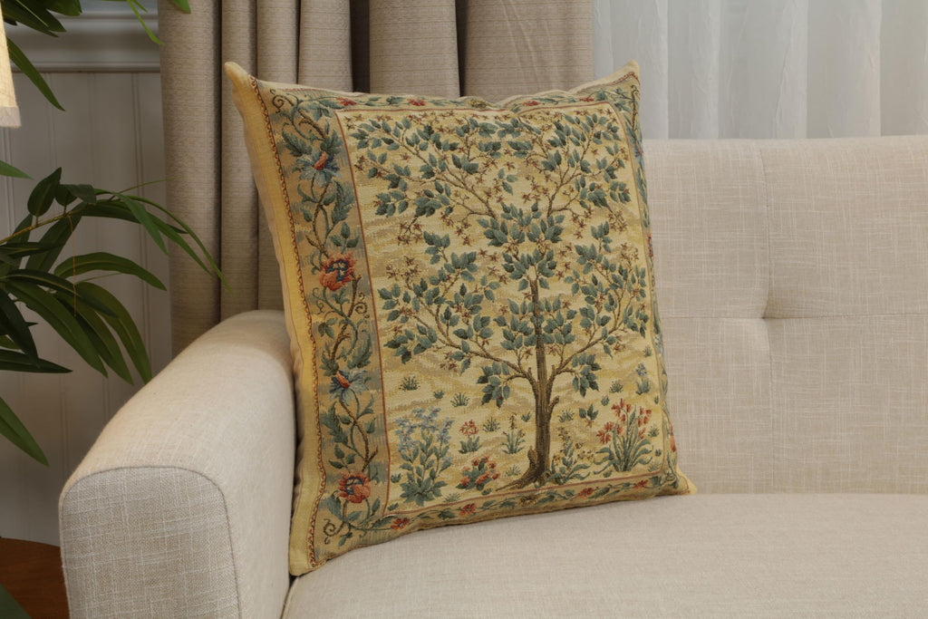 William Morris Tree of Life Light Tapestry Throw Pillow Cover 18 x 18 in