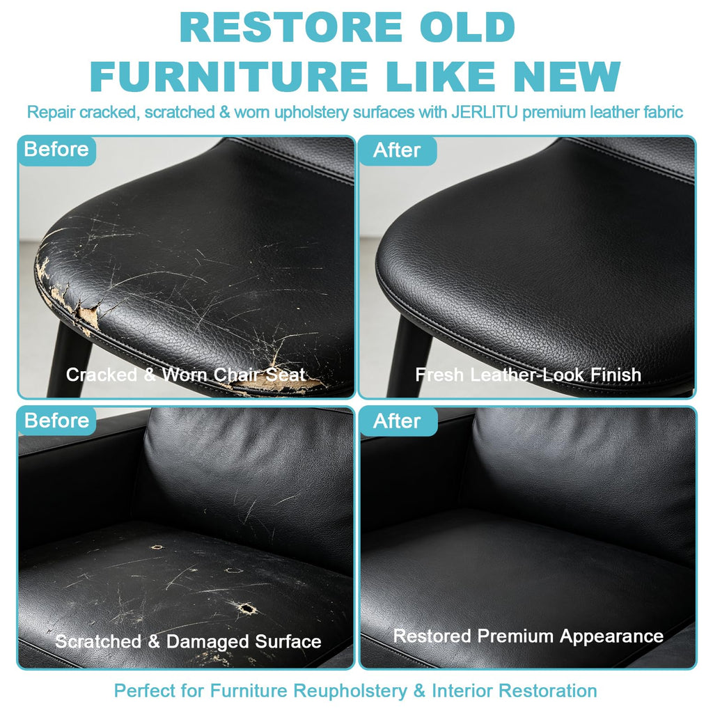 Black Faux Leather Fabric 118"×55" Lychee Grain Upholstery Vinyl