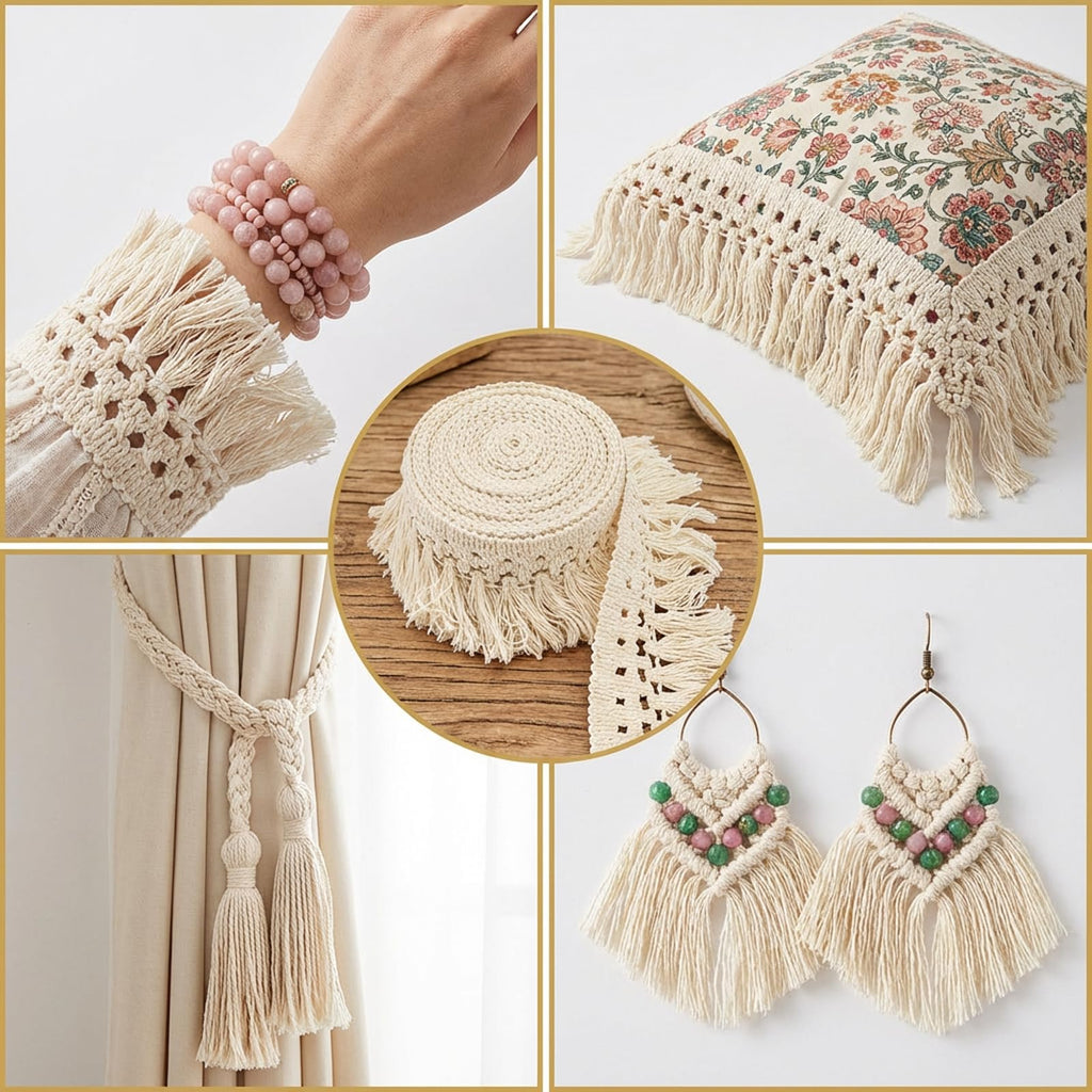 Vintage Fringe Trim, Boho Styles Tassel Trim - 5 Yards