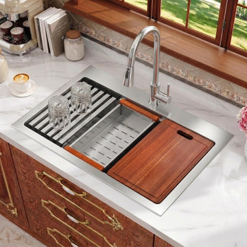 Drop Sink 31 Inch, Single Bowl Handmade Kitchen Sink