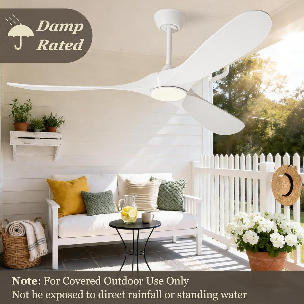 White 60 inch Ceiling Fan with Light and Remote