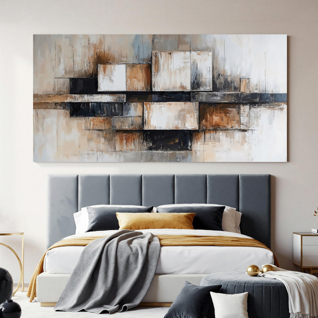 Modern Abstract Geometric Oversized Wall Art Decor Large Modern Abstract Beige And Black Wall Art Geometric Decor