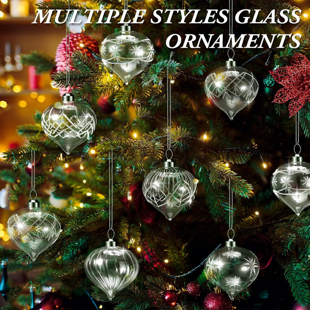 Clear Glass Christmas Balls Ornaments 2.36 Inch - Set of 12