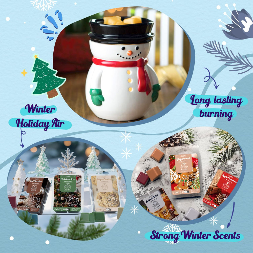 Winter Scented Wax Melts, Strong Scented Soy Wax Cubes/Tarts Variety Set - Christmas Tree, Gingerbread, Candy Cane