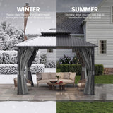 10'x12' Hardtop Gazebo, Metal Gazebo with Galvanized Steel Double Roof, Permanent Patio Pavilion for Dining Parties