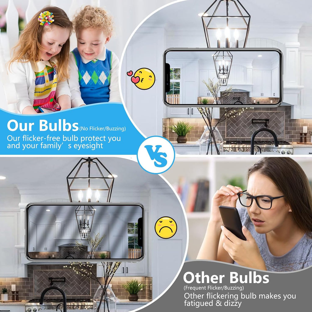 Dimmable E12 LED Candelabra Bulbs 60W Equivalent, Daylight White 5000K, 600LM Chandelier Light Bulb, B11 LED Candle