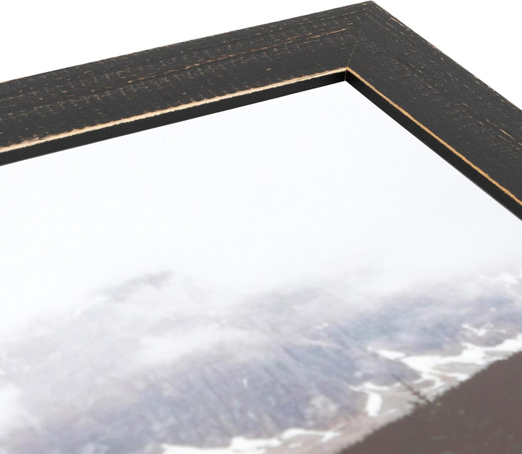24x36 Inch Black Picture Frame, This 1.5" Custom Wood Poster Frame is Weathered Barnwood Style in Black, for Your Art