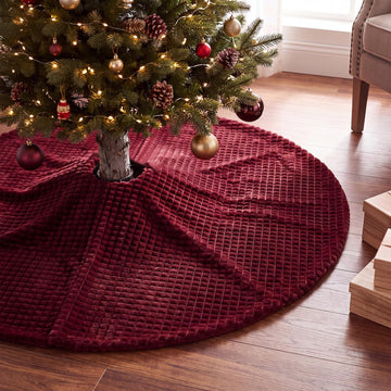 72 Inches Burgundy Red Extra Large Faux Fur Christmas Tree Skirt