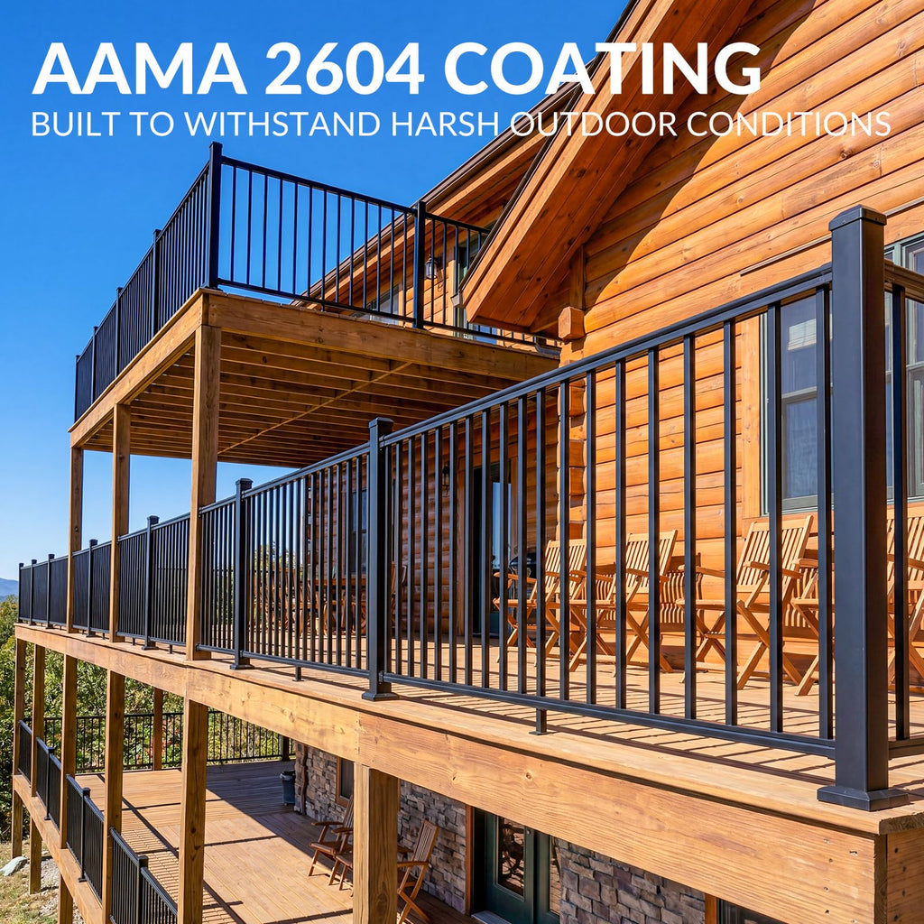 42 in x 6 ft Aluminum Porch and Deck Railing Kit with 2 Post