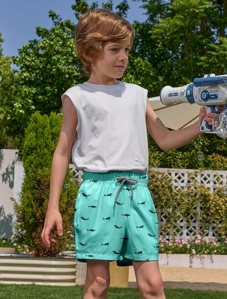 2 in 1 Boy's Swim Trunks Zipper Pockets Kids Bathing Suits