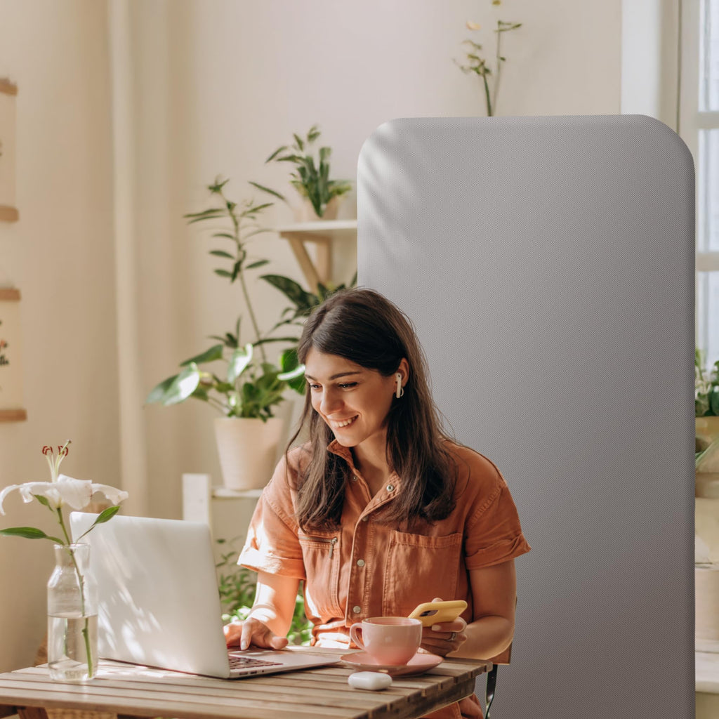 Standing Wall Room Dividers, Portable Partition, 29"x65", Sterling