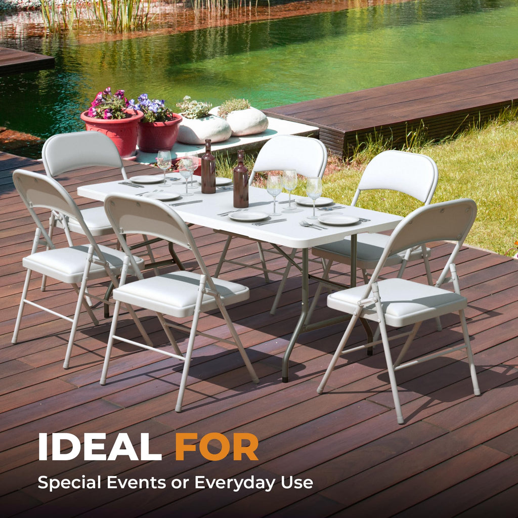 4 Pack Leather Chair | Foldable & Stackable | 350 lbs Capacity Steel Frame Seats for Indoor or Outdoor | Commercial