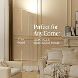 LED Torchiere Floor Lamp, 3200LM, 71" Tall Modern Torchiere Lamp in Pearl White, Stepless Dimming