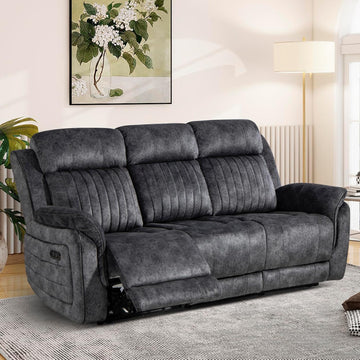 Power Reclining Sofa with Zero Gravity, Adjustable Headrest, Electric Reclining Couch with Wireless Charge, Outlets