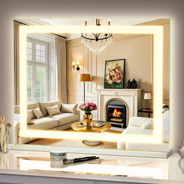 Vanity Mirror with Lights, 22" x 19" Backlit + Front Lit