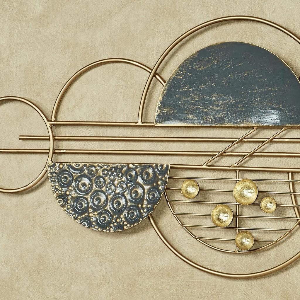 Abstract Geometric Bayles Metal Wall Art | Gold, Gray | Contemporary Style Decor, Entryway, Hallway, Office | Modern