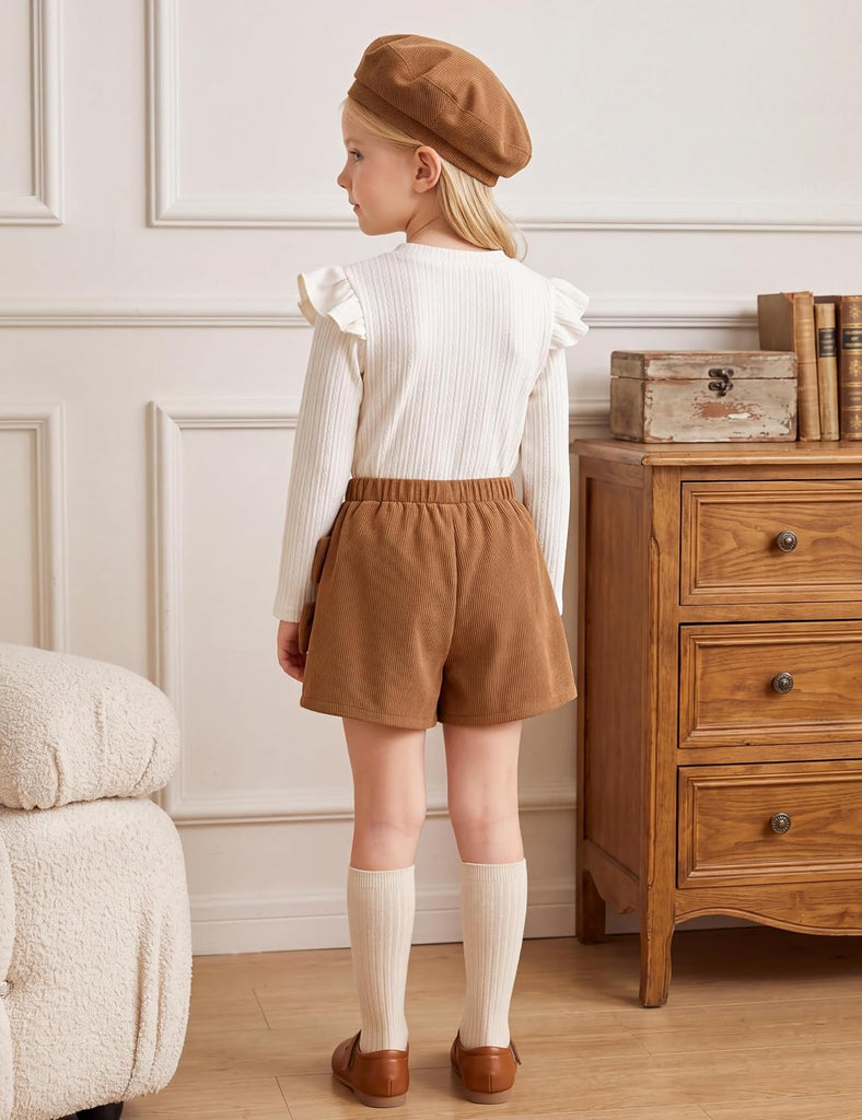 Toddler Girls Clothes Ruffle Sleeve Skirt Set Fall Outfit
